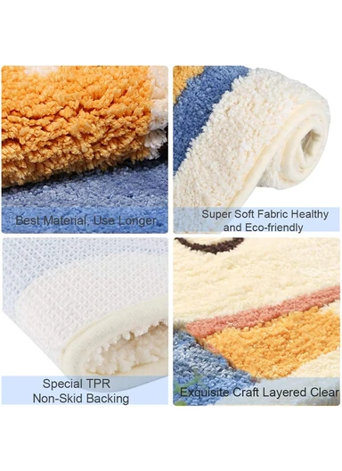 40×60cm Non-Slip Absorbent Bath Rug, Soft Plush Bathroom Floor Mat