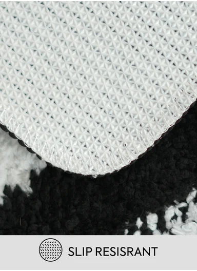 50×80cm Luxury Microfiber Shower Floor Mat, Non-Slip, Soft Pile, Easy Clean - Black&amp;White