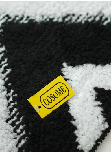50×80cm Luxury Microfiber Shower Floor Mat, Non-Slip, Soft Pile, Easy Clean - Black&amp;White