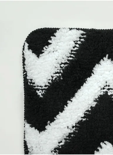 50×80cm Luxury Microfiber Shower Floor Mat, Non-Slip, Soft Pile, Easy Clean - Black&amp;White