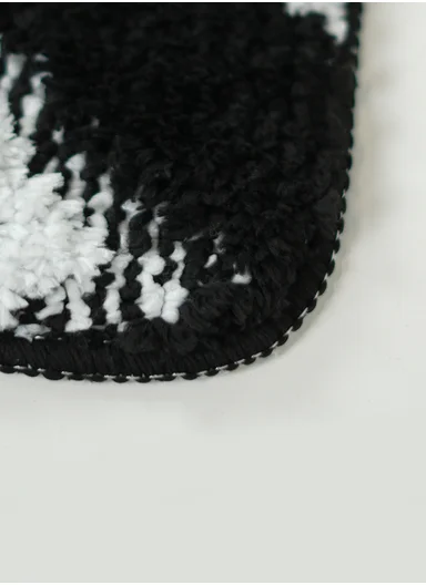 50×80cm Luxury Microfiber Shower Floor Mat, Non-Slip, Soft Pile, Easy Clean - Black&amp;White