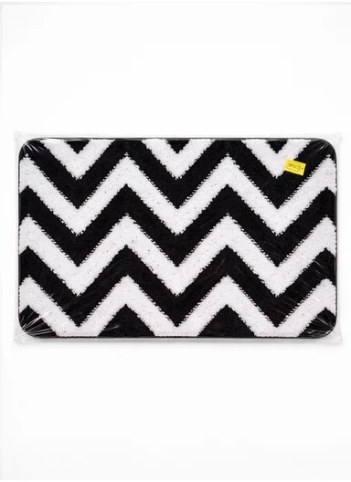 50×80cm Luxury Microfiber Shower Floor Mat, Non-Slip, Soft Pile, Easy Clean - Black&amp;White