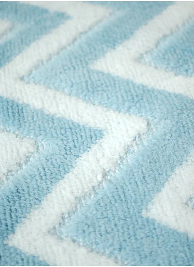 50×80cm Luxury Microfiber Shower Floor Mat, Non-Slip, Soft Pile, Easy Clean - Blue&amp;White