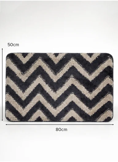 50×80cm Luxury Microfiber Shower Floor Mat, Non-Slip, Soft Pile, Easy Clean - Dark Grey&amp;Greig