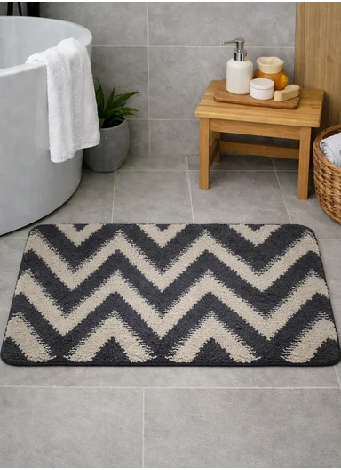 50×80cm Luxury Microfiber Shower Floor Mat, Non-Slip, Soft Pile, Easy Clean - Dark Grey&amp;Greig