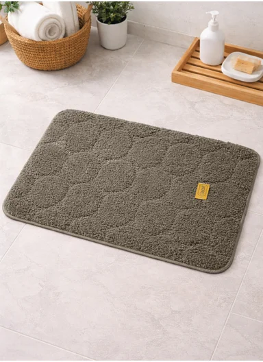 40×60cm Ultra-Soft Microfiber Bathroom Floor Mat, Non-Slip TPR Backing - Greige