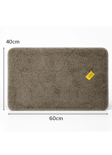 40×60cm Ultra-Soft Microfiber Bathroom Floor Mat, Non-Slip TPR Backing - Greige