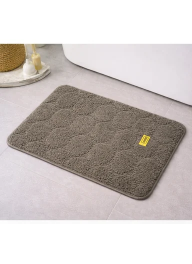 40×60cm Ultra-Soft Microfiber Bathroom Floor Mat, Non-Slip TPR Backing - Greige