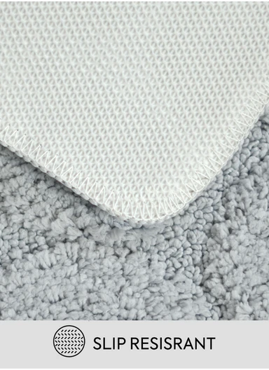 40×60cm Ultra-Soft Microfiber Bathroom Floor Mat, Non-Slip TPR Backing - Light Grey