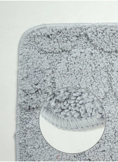 40×60cm Ultra-Soft Microfiber Bathroom Floor Mat, Non-Slip TPR Backing - Light Grey