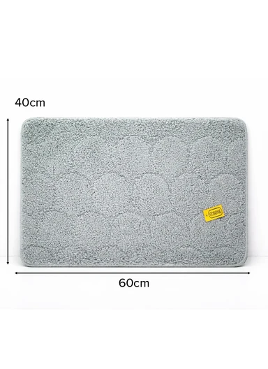40×60cm Ultra-Soft Microfiber Bathroom Floor Mat, Non-Slip TPR Backing - Light Grey