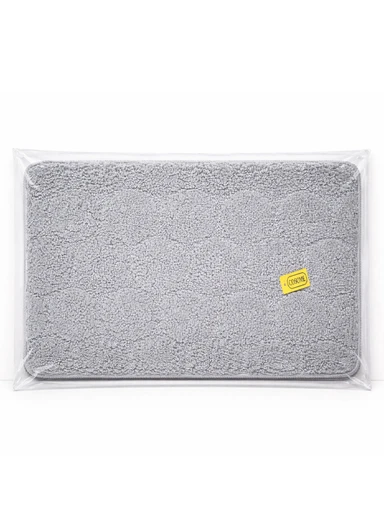 40×60cm Ultra-Soft Microfiber Bathroom Floor Mat, Non-Slip TPR Backing - Light Grey