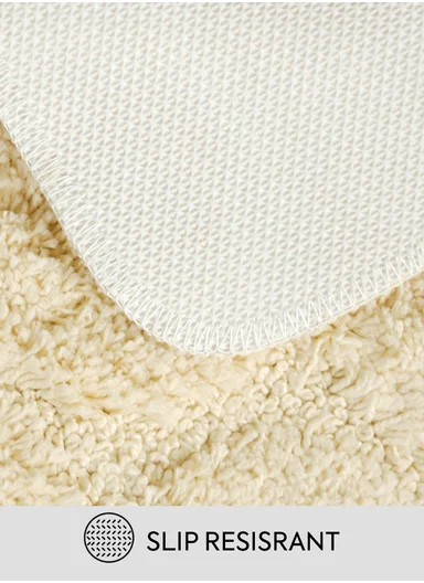 40×60cm Ultra-Soft Microfiber Bathroom Floor Mat, Non-Slip TPR Backing - Cream