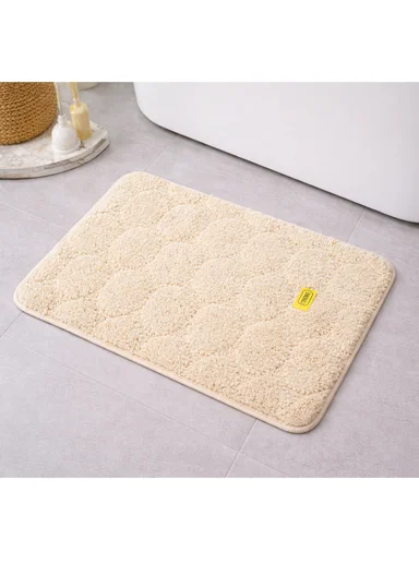40×60cm Ultra-Soft Microfiber Bathroom Floor Mat, Non-Slip TPR Backing - Cream