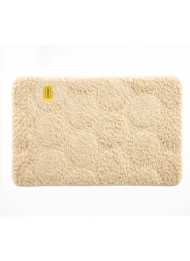 40×60cm Ultra-Soft Microfiber Bathroom Floor Mat, Non-Slip TPR Backing - Cream