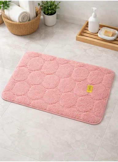 40×60cm Ultra-Soft Microfiber Bathroom Floor Mat, Non-Slip TPR Backing - Dusty Rose