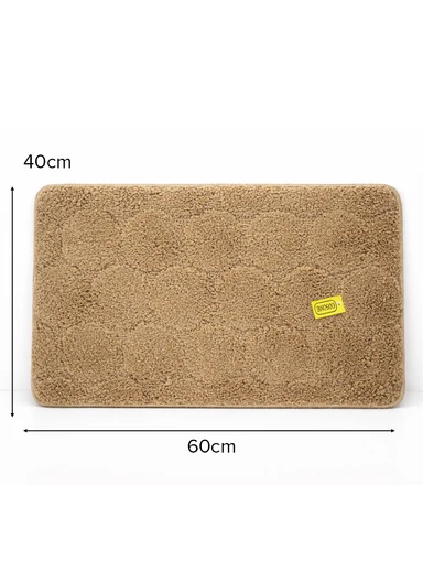 40×60cm Ultra-Soft Microfiber Bathroom Floor Mat, Non-Slip TPR Backing - Light Brown