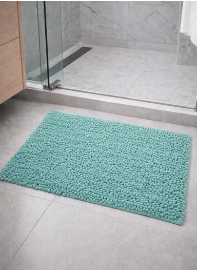 60x40cm Soft Microfiber Bath Mat with Tufted Texture - Green