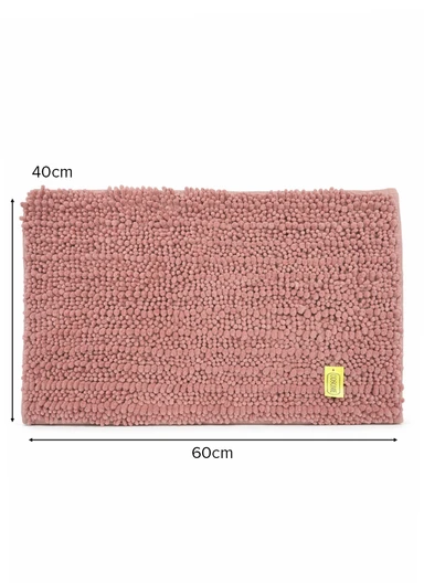 60x40cm Soft Microfiber Bath Mat with Tufted Texture - Coral