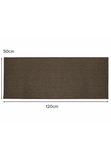 50x120cm Woven Texture Polyester Kitchen Mat with Non Slip TPR Backing - Brown