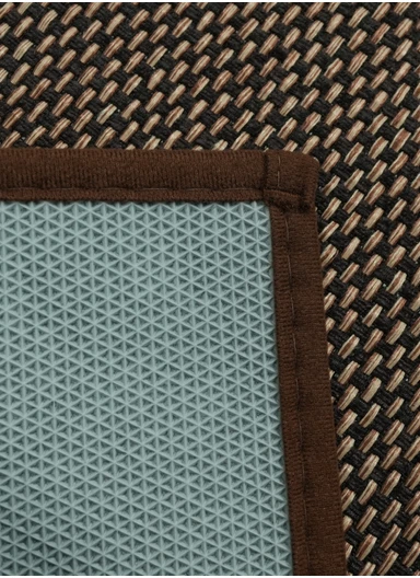 50x120cm Woven Texture Polyester Kitchen Mat with Non Slip TPR Backing - Brown