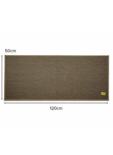 50x120cm Woven Texture Polyester Kitchen Mat with Non Slip TPR Backing - Beige