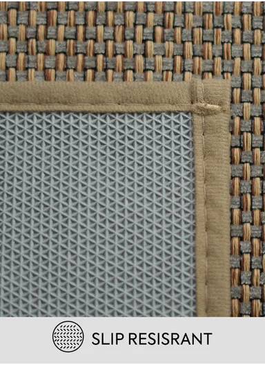 50x120cm Woven Texture Polyester Kitchen Mat with Non Slip TPR Backing - Beige