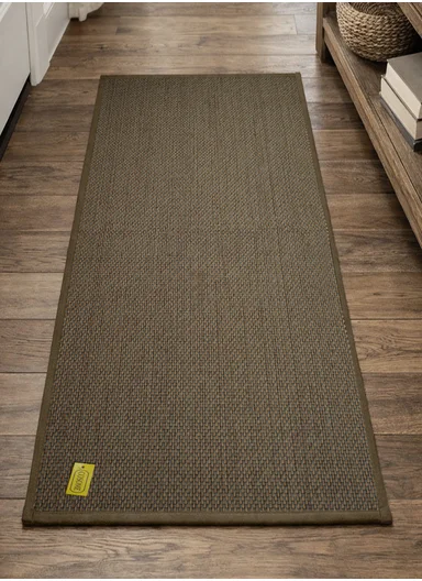 50x120cm Woven Texture Polyester Kitchen Mat with Non Slip TPR Backing - Beige