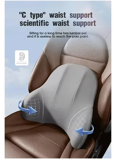 2 Pcs Set Car Headrest Neck Pillow &amp; Backrest Lumbar Support, Protective Memory Foam All-Season Automotive Accessory GF-CMJYM-TZYK - Blue