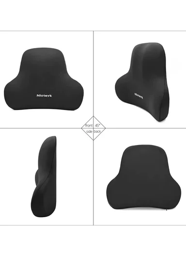 2 Pcs Set Car Headrest Neck Pillow &amp; Backrest Lumbar Support, Protective Memory Foam All-Season Automotive Accessory GF-CMJYM-TZYK - Blue