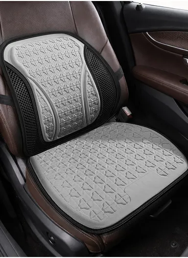2 Pcs Car Driver Seat Comfortable Pressure Relief Cushion, Fluffy Gel Square Seat + 1 Lumbar Support - Gray