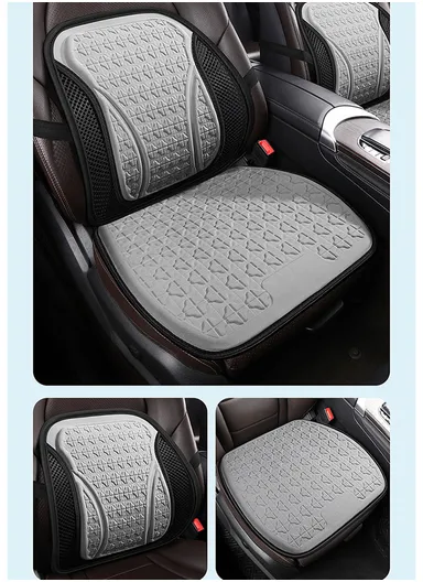 2 Pcs Car Driver Seat Comfortable Pressure Relief Cushion, Fluffy Gel Square Seat + 1 Lumbar Support - Gray