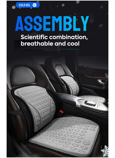 2 Pcs Car Driver Seat Comfortable Pressure Relief Cushion, Fluffy Gel Square Seat + 1 Lumbar Support - Gray