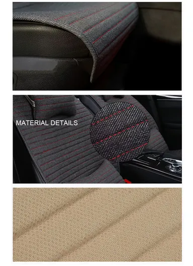 4 Pcs Car Front Seat Universal Linen Cushions &amp; Backrests with Silicone Anti-Slip Backing D07 - Black