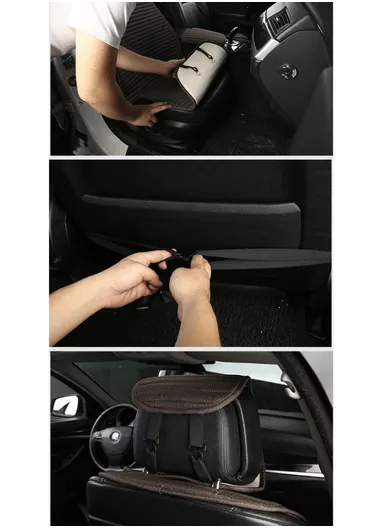 4 Pcs Car Front Seat Universal Linen Cushions &amp; Backrests with Silicone Anti-Slip Backing D07 - Black