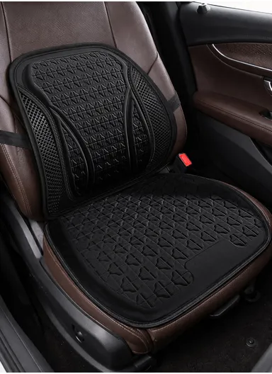 2 Pcs Car Driver Seat Comfortable Pressure Relief Cushion, Fluffy Gel Square Seat + 1 Lumbar Support - Black