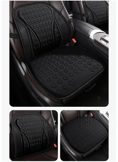 2 Pcs Car Driver Seat Comfortable Pressure Relief Cushion, Fluffy Gel Square Seat + 1 Lumbar Support - Black