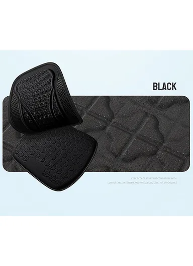 2 Pcs Car Driver Seat Comfortable Pressure Relief Cushion, Fluffy Gel Square Seat + 1 Lumbar Support - Black