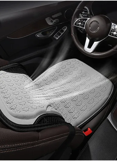 2 Pcs Car Driver Seat Comfortable Pressure Relief Cushion, Fluffy Gel Square Seat + 1 Lumbar Support - Black