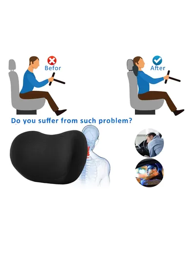 2 Pcs Set Car Headrest Neck Pillow &amp; Backrest Lumbar Support, Protective Memory Foam All-Season Automotive Accessory GF-CMJYM-TZYK - Gray