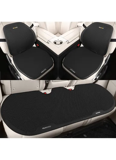 5Pcs Breathable Car Seat Mesh Cushions, 2 Front Seats + 2 Lumbar Supports + 1 Rear Long Seat - Black