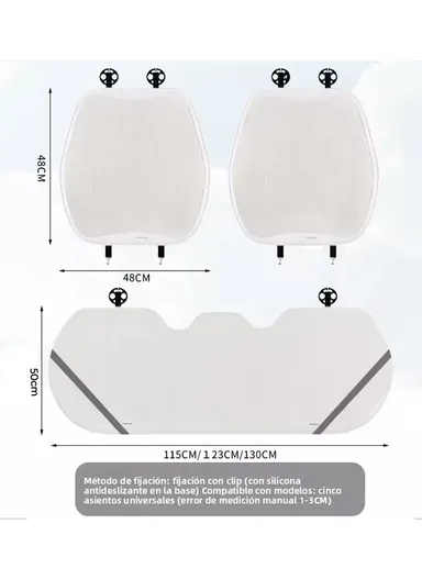 5Pcs Breathable Car Seat Mesh Cushions, 2 Front Seats + 2 Lumbar Supports + 1 Rear Long Seat - Black