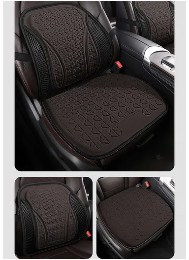 2 Pcs Car Driver Seat Comfortable Pressure Relief Cushion, Fluffy Gel Square Seat + 1 Lumbar Support - Coffee