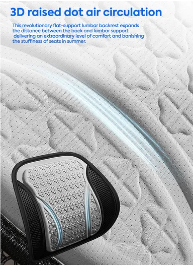 2 Pcs Car Driver Seat Comfortable Pressure Relief Cushion, Fluffy Gel Square Seat + 1 Lumbar Support - Coffee