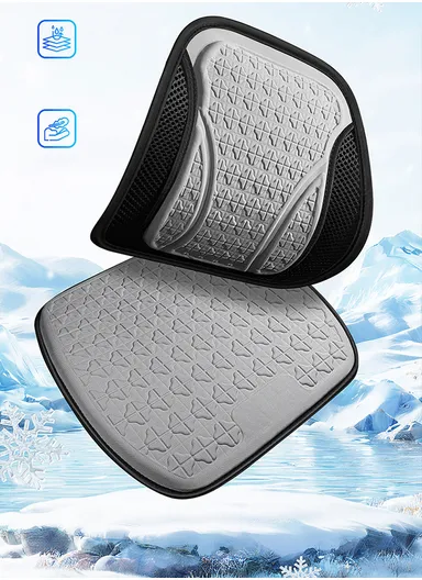 2 Pcs Car Driver Seat Comfortable Pressure Relief Cushion, Fluffy Gel Square Seat + 1 Lumbar Support - Coffee