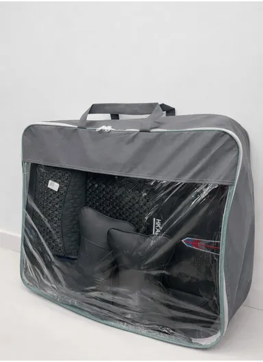 5-Seat Universal Luxury PU Leather &amp; Ice Silk Car Seat Cover Set with Lumbar Support + 2 Headrests - All Black