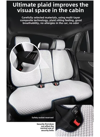 12Pcs Full Car Seat Covers Set, Soft Breathable Front &amp; Back Cushions with Pebble Design &amp; Non-Slip Silicone Backing QJT-005 - Black