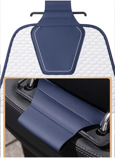 12Pcs Full Car Seat Covers Set, Soft Breathable Front &amp; Back Cushions with Pebble Design &amp; Non-Slip Silicone Backing QJT-005 - Black