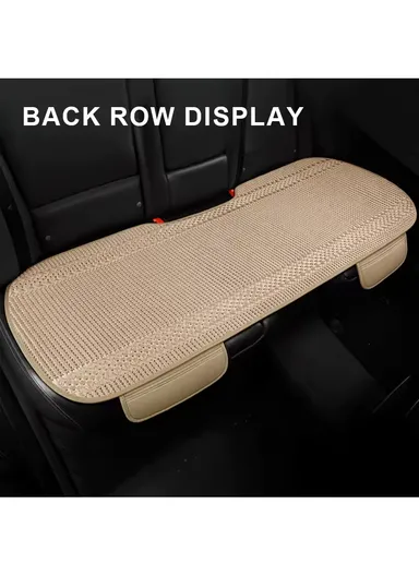 3Pcs Car Seat Cushions, Comfy Ice Silk Fabric 1 Long Rear Seat Mat &amp; 2 Square Front Seat Cushions - Black