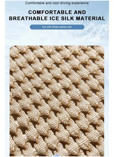 3Pcs Car Seat Cushions, Comfy Ice Silk Fabric 1 Long Rear Seat Mat &amp; 2 Square Front Seat Cushions - Black